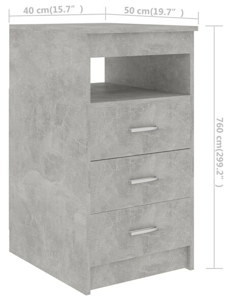 VidaXL betonszürke szerelt fa fiókos szekrény 40 x 50 x 76 cm