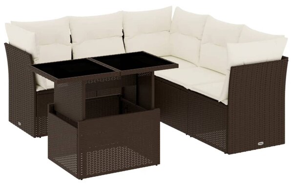 6 részes barna polyrattan kerti ülőgarnitúra párnával