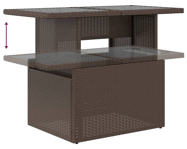 10 részes barna polyrattan kerti ülőgarnitúra párnákkal