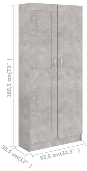 VidaXL betonszürke szerelt fa könyvszekrény 82,5 x 30,5 x 185,5 cm