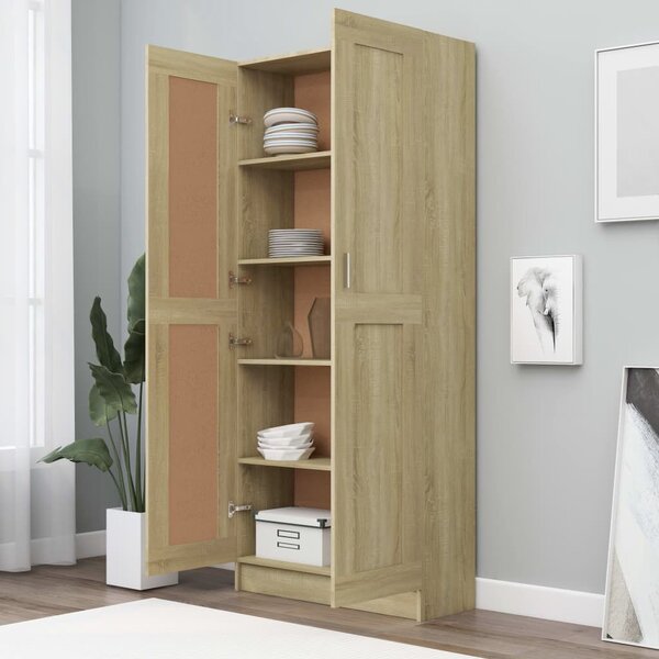 VidaXL sonoma tölgy színű szerelt fa könyvszekrény 82,5x30,5x185,5 cm