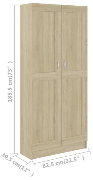 VidaXL sonoma tölgy színű szerelt fa könyvszekrény 82,5x30,5x185,5 cm
