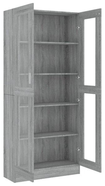 VidaXL szürke sonoma szerelt fa vitrinszekrény 82,5x30,5x185,5 cm