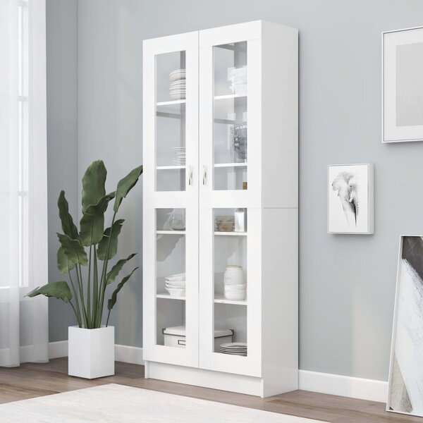 VidaXL fehér szerelt fa vitrinszekrény 82,5 x 30,5 x 185,5 cm