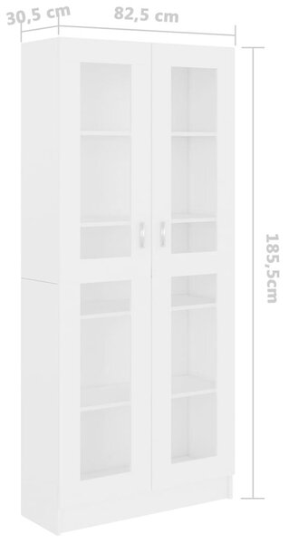 VidaXL fehér szerelt fa vitrinszekrény 82,5 x 30,5 x 185,5 cm