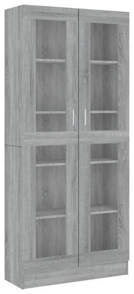 VidaXL szürke sonoma szerelt fa vitrinszekrény 82,5x30,5x185,5 cm