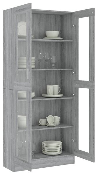VidaXL szürke sonoma szerelt fa vitrinszekrény 82,5x30,5x185,5 cm