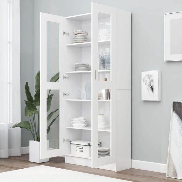 VidaXL fehér szerelt fa vitrinszekrény 82,5 x 30,5 x 185,5 cm