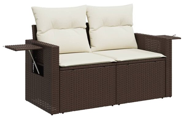 9 részes barna polyrattan kerti ülőgarnitúra párnákkal