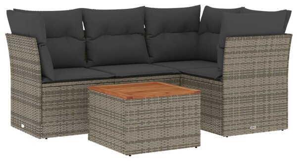 5 részes szürke polyrattan kerti ülőgarnitúra párnákkal
