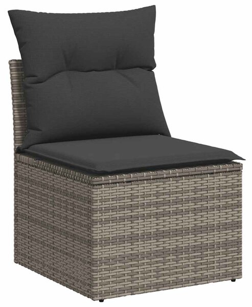 7 részes fekete polyrattan kerti ülőgarnitúra párnával