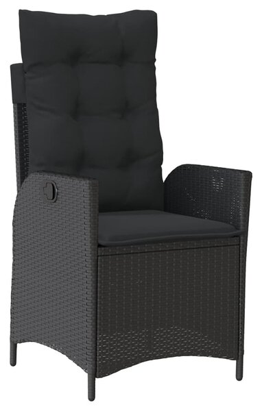 9 részes fekete polyrattan kerti étkezőgarnitúra párnákkal