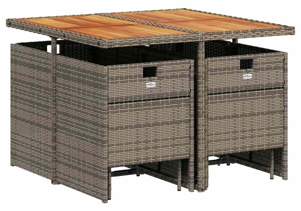 9 részes szürke polyrattan kerti étkezőgarnitúra párnával
