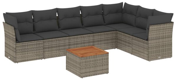 8 részes szürke polyrattan kerti ülőgarnitúra párnákkal