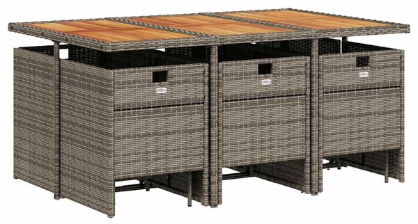 11 részes szürke polyrattan kerti ülőgarnitúra párnákkal