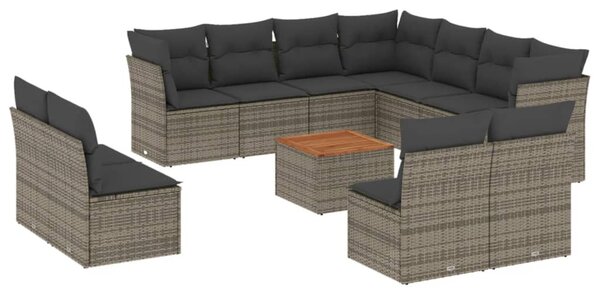 12 részes szürke polyrattan kerti ülőgarnitúra párnákkal