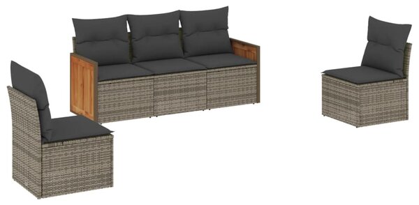 5 részes szürke polyrattan kerti ülőgarnitúra párnákkal
