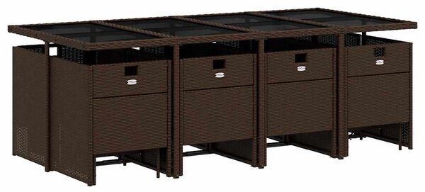 13 részes barna polyrattan kerti ülőgarnitúra párnákkal