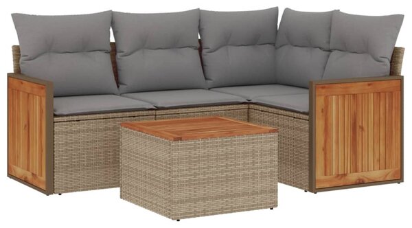 5 részes bézs polyrattan kerti ülőgarnitúra párnákkal
