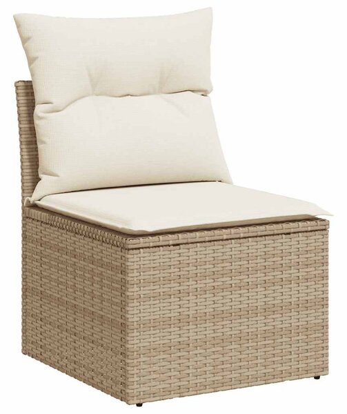 9 részes bézs polyrattan kerti ülőgarnitúra párnákkal