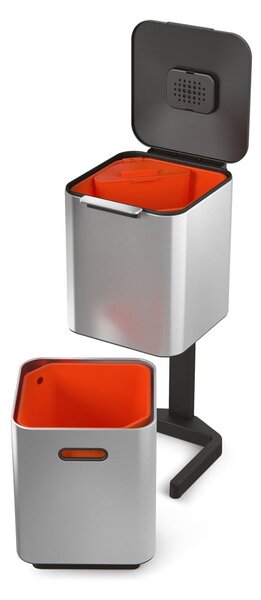 Ezüstszínű acél szelektív szemetes 40 l Totem Compact – Joseph Joseph