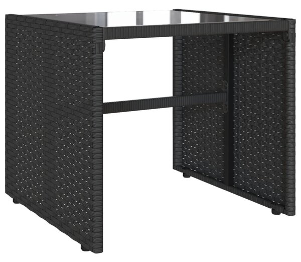 4 részes fekete polyrattan kerti ülőgarnitúra párnákkal
