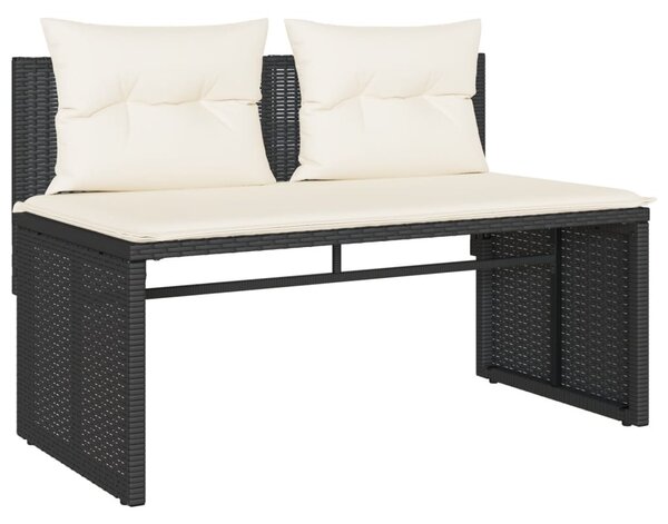 4 részes fekete polyrattan kerti ülőgarnitúra párnákkal