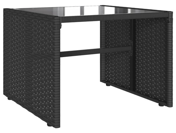 4 részes fekete polyrattan kerti ülőgarnitúra párnákkal