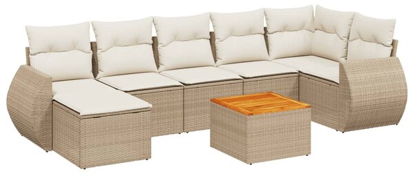 8 részes bézs polyrattan kerti ülőgarnitúra párnával