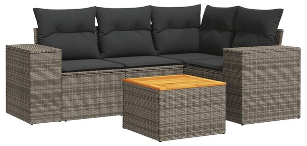 5 részes szürke polyrattan kerti ülőgarnitúra párnákkal