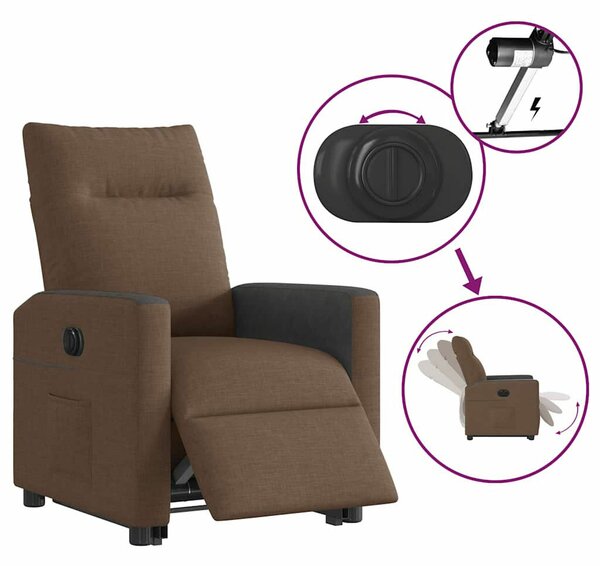VidaXL elektromos felállást segítő barna szövet dönthető fotel