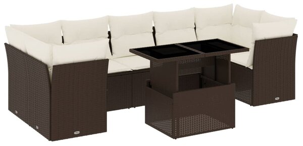 8 részes barna polyrattan kerti ülőgarnitúra párnákkal