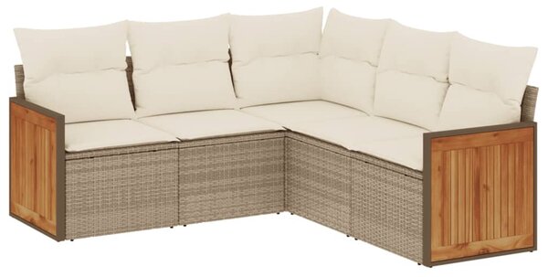 5 részes bézs polyrattan kerti ülőgarnitúra párnákkal