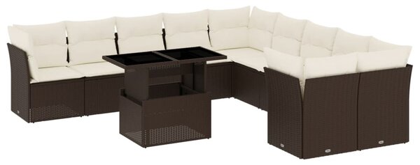 11 részes barna polyrattan kerti ülőgarnitúra párnákkal