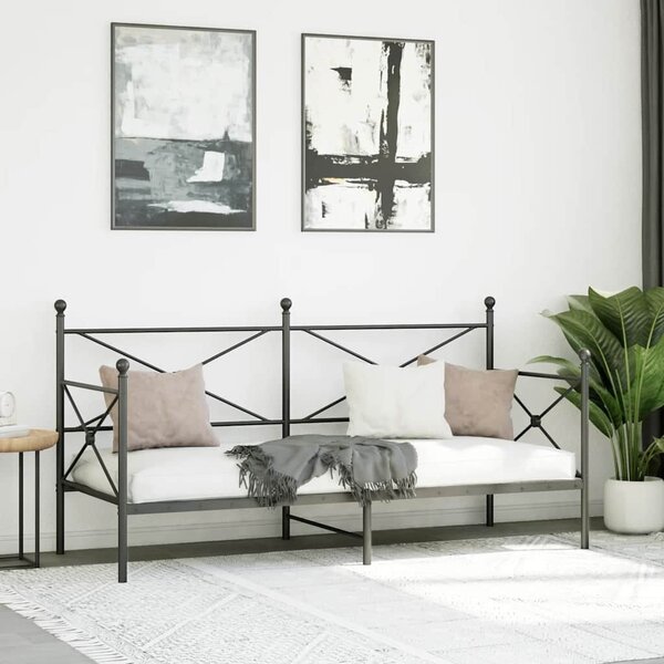 VidaXL kanapéágy matrac nélkül fekete 90x200 cm acél