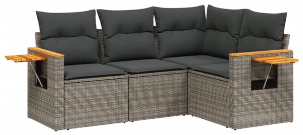 4 részes szürke polyrattan kerti ülőgarnitúra párnákkal