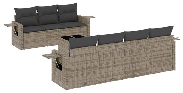 8 részes szürke polyrattan kerti ülőgarnitúra párnákkal