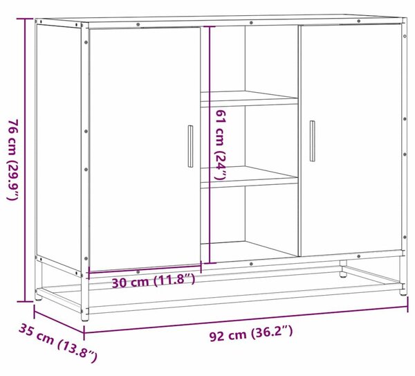 VidaXL szürke sonoma színű szerelt fa tálalószekrény 92 x 35 x 76 cm