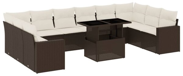 11 részes barna polyrattan kerti ülőgarnitúra párnákkal