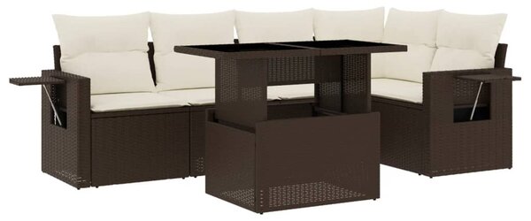 6 részes barna polyrattan kerti ülőgarnitúra párnával