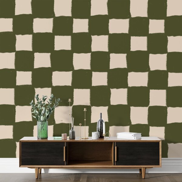 Fotótapéta Zöld és fehér kockás minta, Modern fotótapéta, Modern fotótapéta, w03789 - Muralas.hu