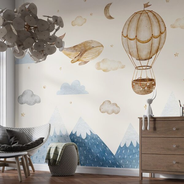 Fotótapéta Bálna és hőlégballon az égen, Modern fotótapéta, Modern fotótapéta, w03672 - Muralas.hu