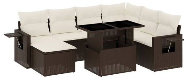 8 részes barna polyrattan kerti ülőgarnitúra párnákkal