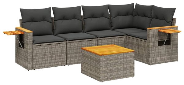 6 részes szürke polyrattan kerti ülőgarnitúra párnákkal