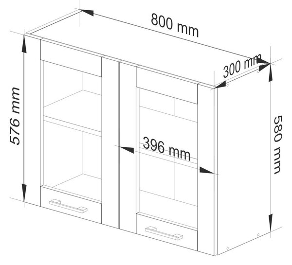 AKORD Oliwia Fali Vitrines Konyhaszekrény Fehér/Szürke 80 cm