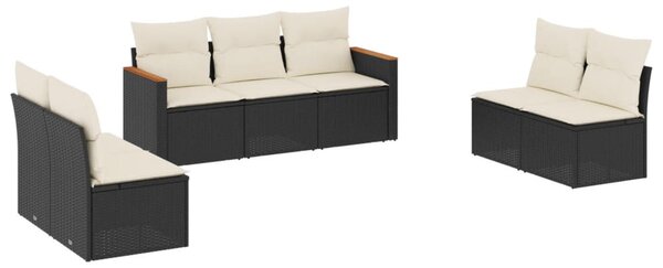 7 részes fekete polyrattan kerti ülőgarnitúra párnával