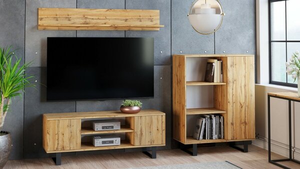 Focus RTV szekrény 135 cm - loft tölgyfa kézműves