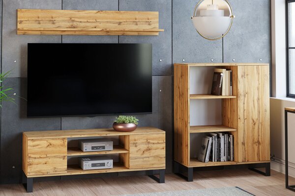 Focus RTV szekrény 135 cm - loft tölgyfa kézműves