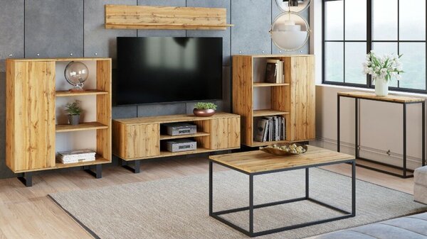 Focus RTV szekrény 135 cm - loft tölgyfa kézműves
