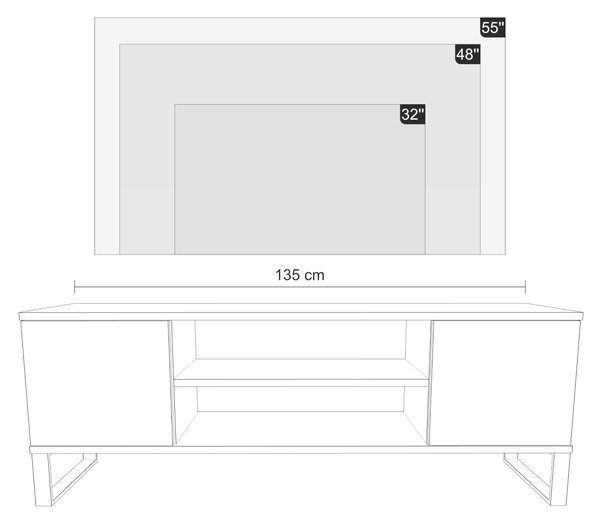 Focus loft RTV szekrény 135 cm - dekor lécek tölgyfa kézművesség